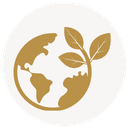 Icono de planeta Tierra y hojas representando el Seguro de Responsabilidad Civil Medioambiental